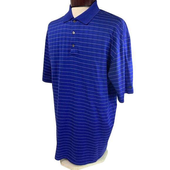XL Nike Mens Tiger Woods Collection Blue Striped Golf Polo Shirt - Picture 3 of 10